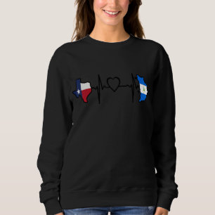 Nicaragua Texas Heartbeat Texan Nicaraguan Flag Sweatshirt