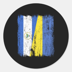 Nicaragua Ukraine Half Flag Nicaraguan Ukrainian H Classic Round Sticker