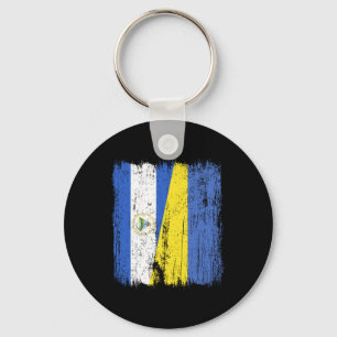 Nicaragua Ukraine Half Flag Nicaraguan Ukrainian H Key Ring