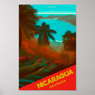 Nicaragua vintage travel poster