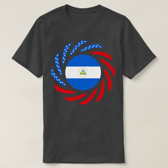 Nicaraguan American Multinational Patriot Flag T-Shirt (Design Front)