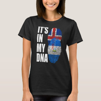 Nicaraguan And Icelandic Mix Dna Flag Heritage T-Shirt