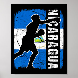 Nicaraguan Boxing Team Nicaragua Flag Boxing Glove Poster