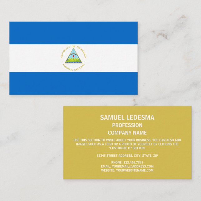 Nicaraguan Flag, Flag of Nicaragua Business Card (Front/Back)
