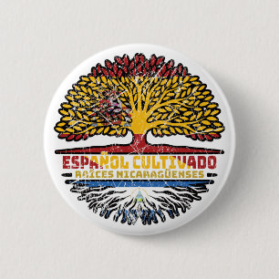 Nicaraguan Nicaragua Spain Spanish Tree Roots Flag 6 Cm Round Badge