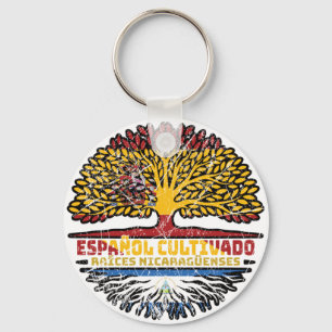 Nicaraguan Nicaragua Spain Spanish Tree Roots Flag Key Ring