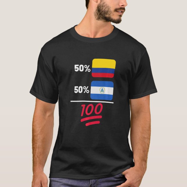 Nicaraguan Plus Colombian Mix Flag Heritage T-Shirt (Front)