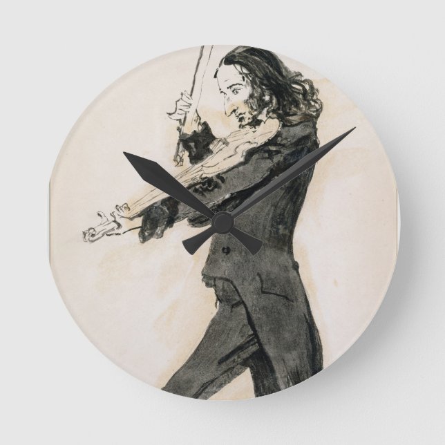 Niccolo Paganini (1782-1840) Playing the Violin, 1 Round Clock (Front)