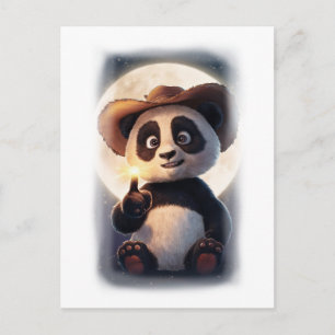 Nice and Cute Movie Panda Character on a White Holiday Postcard