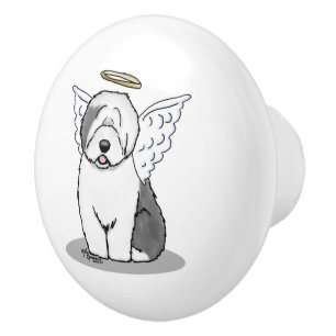 Nice Angel Old English Sheepdog (Grey 1) - Cute Ceramic Knob