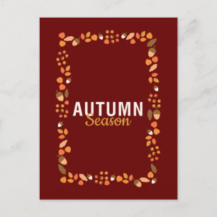Nice Autumn Season with pine and Leaves  Holiday Postcard
