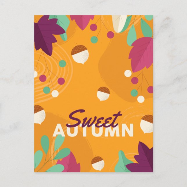 Nice Autumn Season with pine and Leaves  Holiday Postcard (Front)