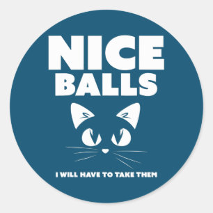 Nice Balls I Will Have To Take them Cats Lover Classic Round Sticker