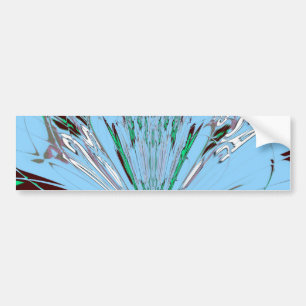 Nice Beautiful Aqua Blue Amazing Floral Motif Art Bumper Sticker