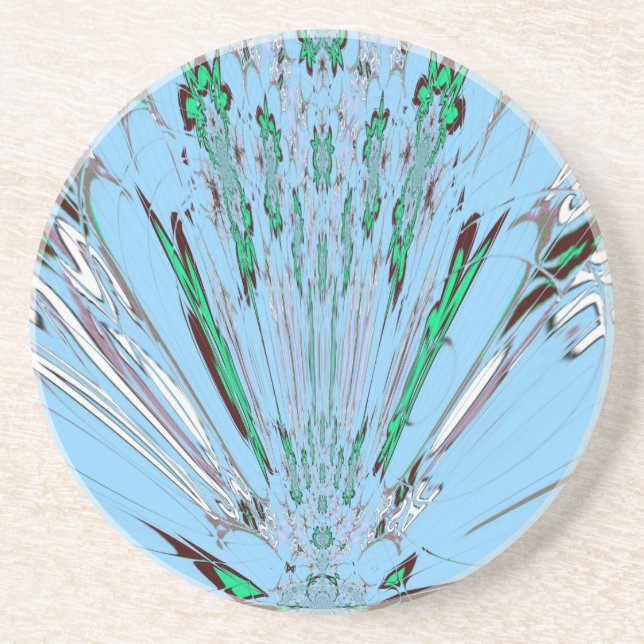 Nice Beautiful Aqua Blue Amazing Floral Motif Art Coaster (Front)