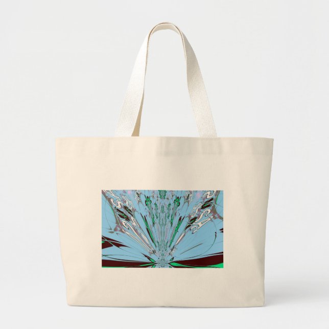 Nice Beautiful Aqua Blue Amazing Floral Motif Art Large Tote Bag (Front)