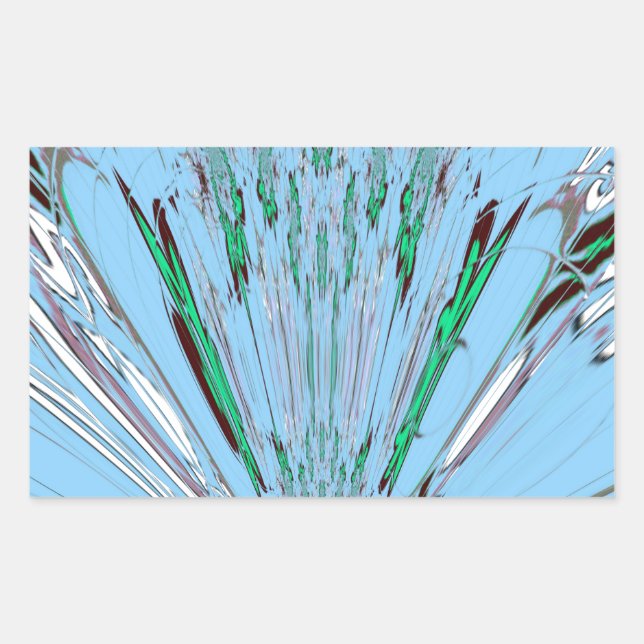 Nice Beautiful Aqua Blue Amazing Floral Motif Art Rectangular Sticker (Front)