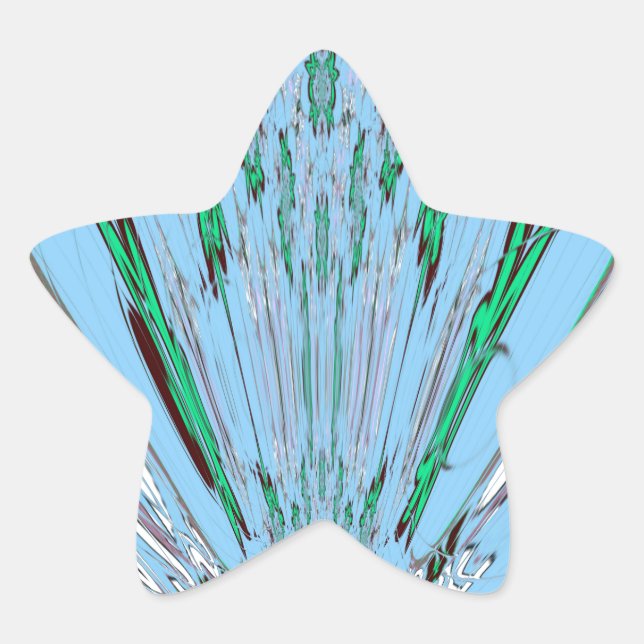 Nice Beautiful Aqua Blue Amazing Floral Motif Art Star Sticker (Front)