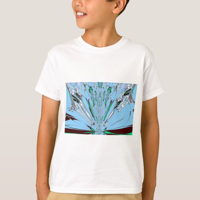 Nice Beautiful Aqua Blue Amazing Floral Motif Art T-Shirt (Front)