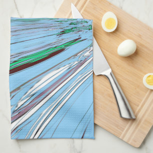 Nice Beautiful Aqua Blue Amazing Floral Motif Art Tea Towel