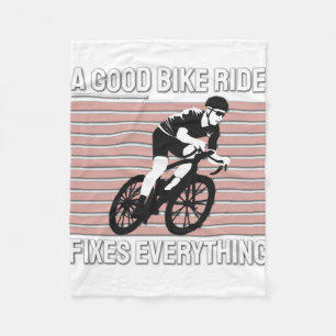 Nice Bike Rider Design - A Good Bike Ride Fixes Fleece Blanket