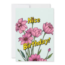 Nice Birthday Card with Pink Flowers