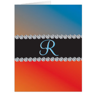 Nice Blue Orange Black Diamond 3d Monogram Initial