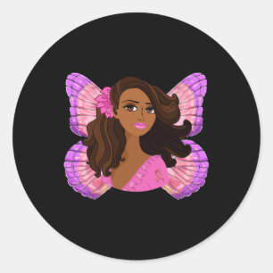 Nice Breast Cancer Black Woman Cancer Awareness Classic Round Sticker