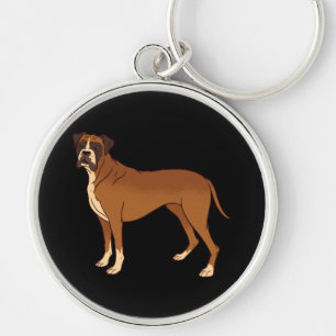 Nice Brown Boxer Dog Breed Design Key Ring