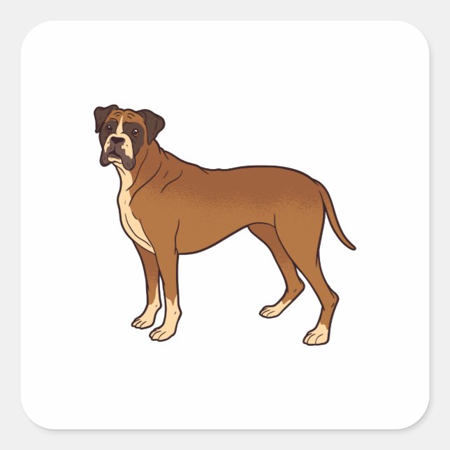 Nice Brown Boxer Dog Breed Design Square Sticker (Front)
