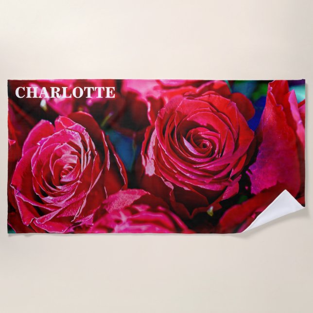 Nice Bunch Of Red Roses Beach Towel (Front)