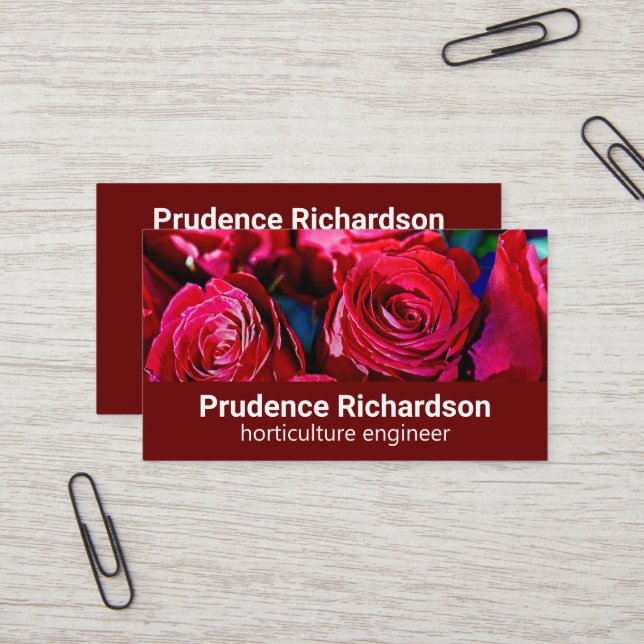 Nice Bunch Of Red Roses Business Card (Front/Back In Situ)