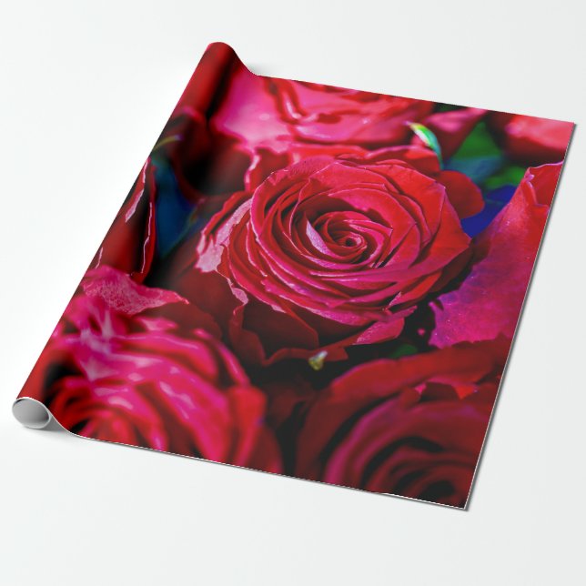 Nice Bunch Of Red Roses Wrapping Paper (Unrolled)