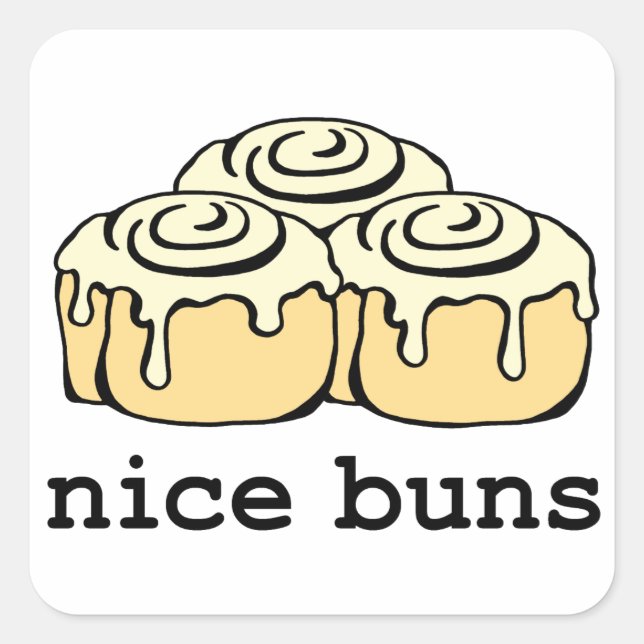 Nice Buns Cartoon Cinnamon Roll Square Sticker (Front)