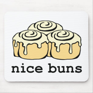 Nice Buns Cinnamon Roll Funny Cartoon Design Mouse Pad