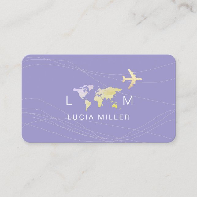 Nice Business Card for a Travel Agent pale-purple (Front)