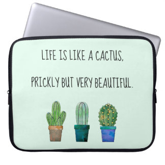 Nice cactus phrase with three cactuses laptop sleeve