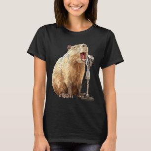 Nice Capybara with Mic for Karaoke and Singing T-Shirt