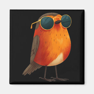 Nice Cartoon Robin with Sunglasses Costume Magnet