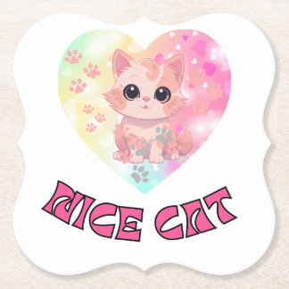 Nice CAT with nice drink  Paper Coaster