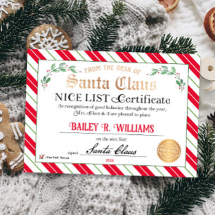 Nice Certificate from Santa Approved Checked Twice Invitation