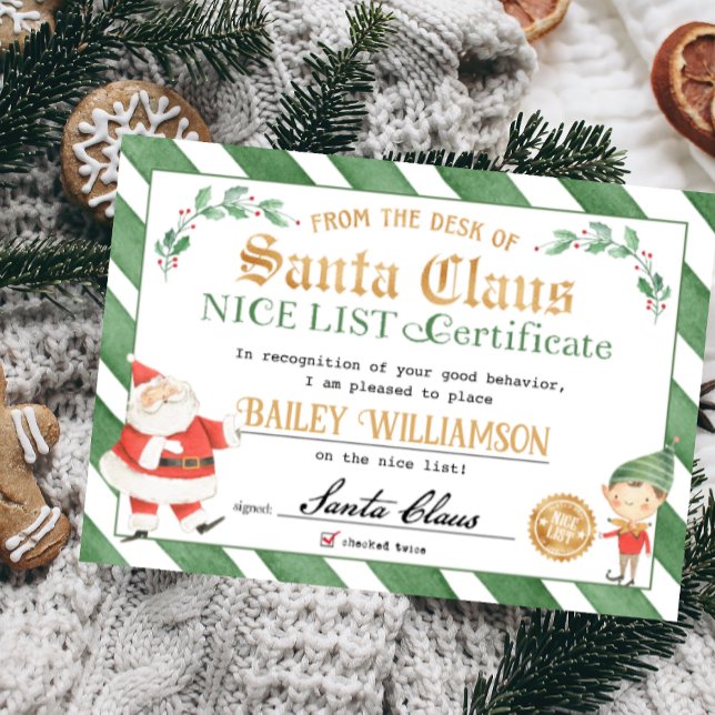 Nice Certificate from Santa Seal of Approval Invitation (Santa nice list approved authentic seal of approval certificate nice list certificate)