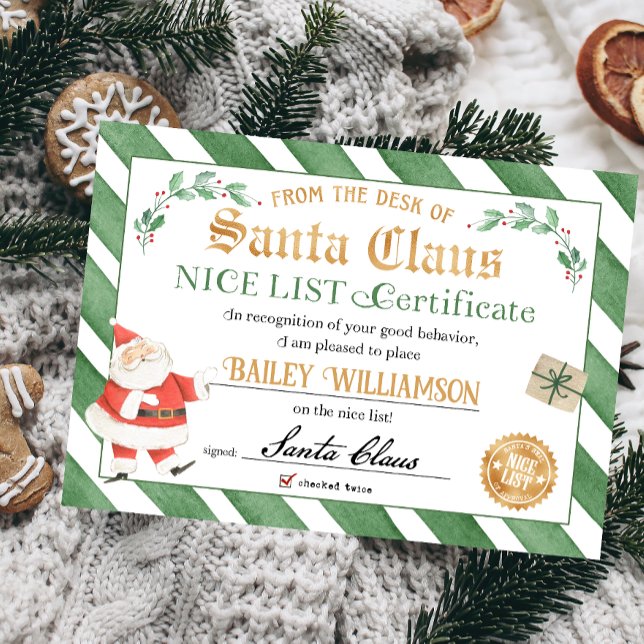 Nice Certificate from Santa Seal of Approval Invitation (Nice list approved seal of approval authentic Santa Nice List Certificate)