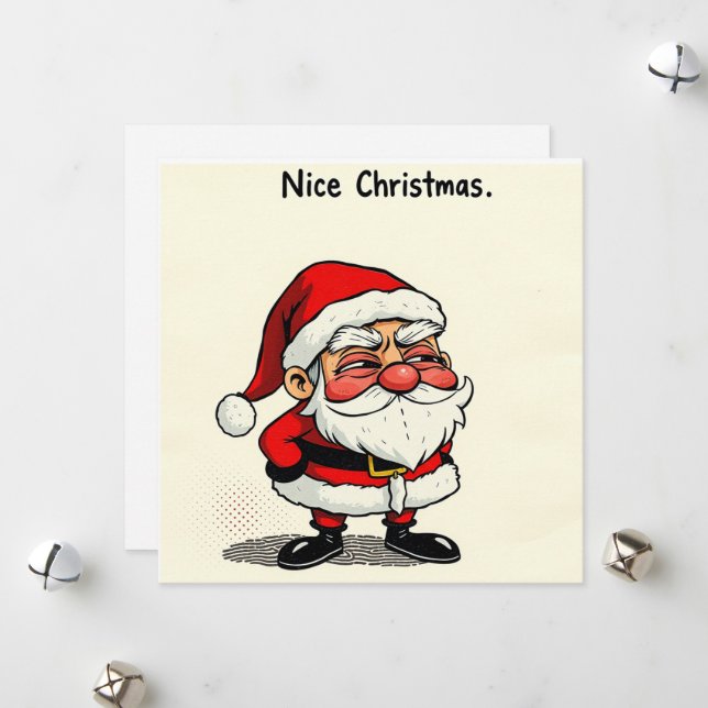 Nice Christmas Card – ‘Cheeky Santa’ wit (Front/Back In Situ)