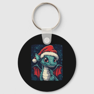 Nice Christmas Wishes From A Cute Festive Dragon Key Ring