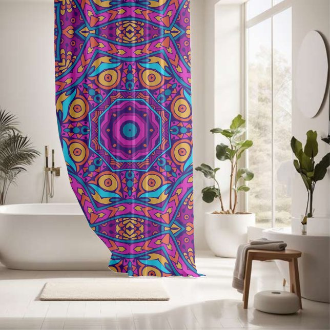 Nice colourful mandala seamless pattern  shower curtain (Creator Uploaded)