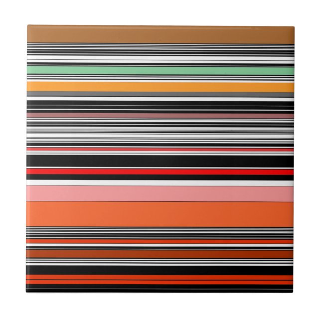 Nice colourful stripes ceramic tile (Front)