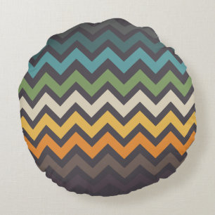 Nice colourful zigzag pattern round pillow