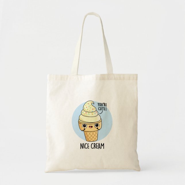 Nice Cream Cute Ice Cream Pun Tote Bag (Front)