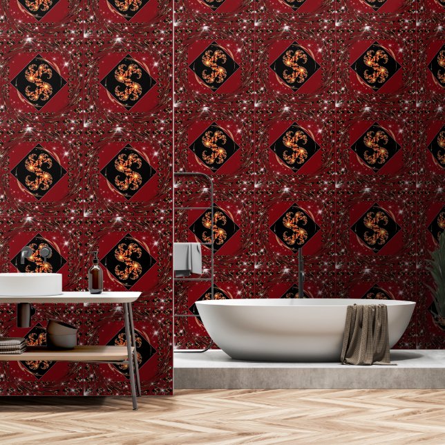 "Nice Day" Luxury Wallpaper: Red Swirl Fractal Ene Wallpaper (Bathroom)